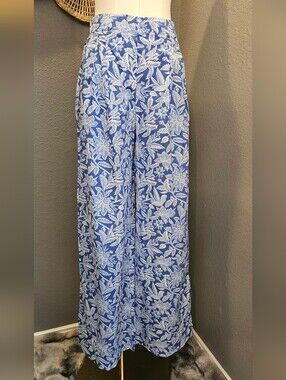 J.McLaughlin Cara Wide Leg Pants Blue Bloomsbury Floral NWT XS & S
